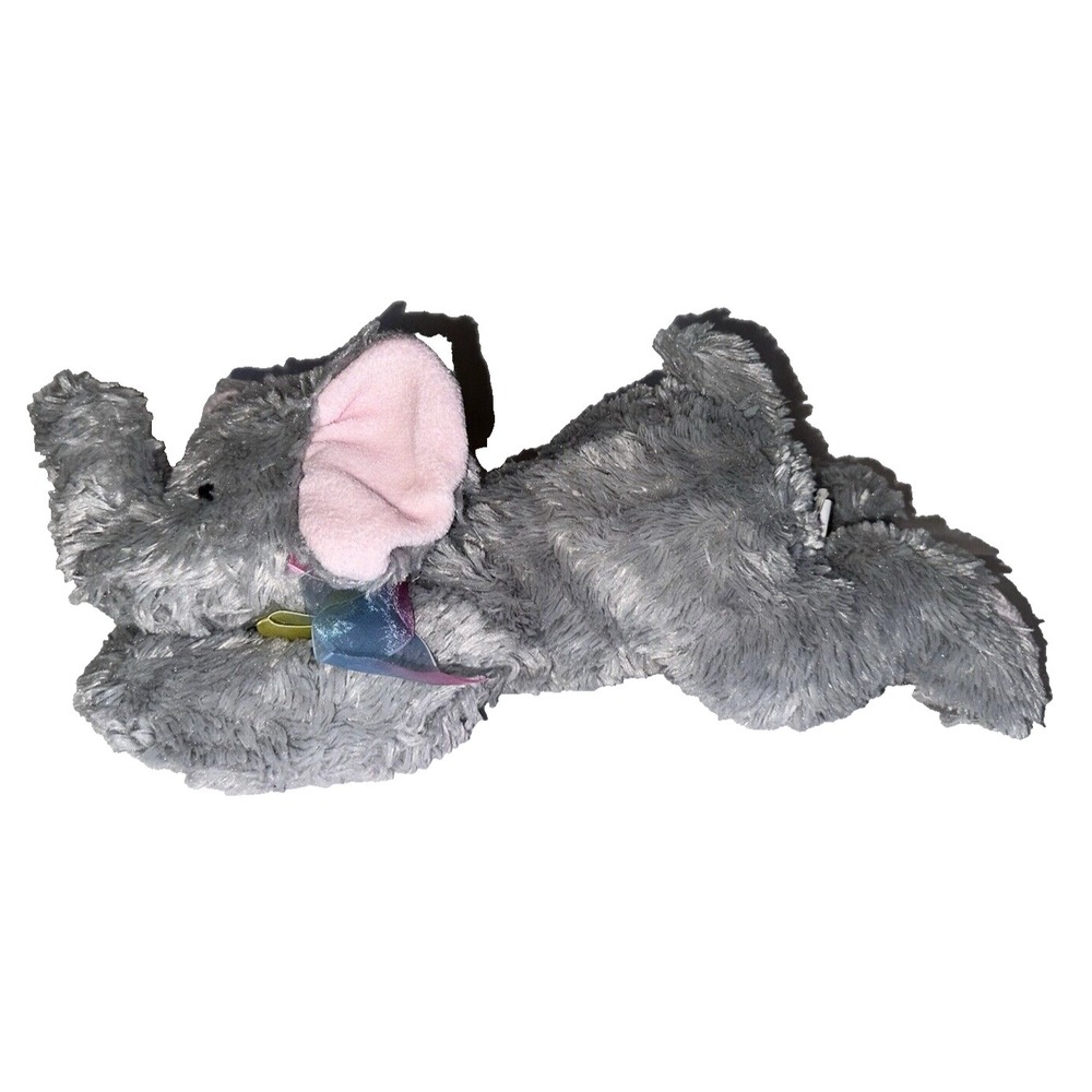 Kelly Toy Plush Elephant Flat Grey Pink Ears Bow 15 in